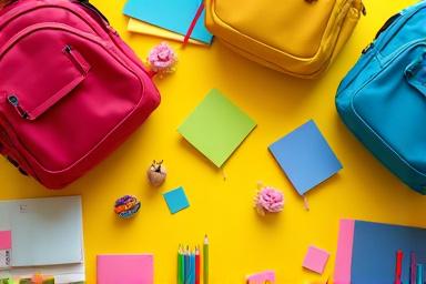 Zaini colorati e quaderni per la scuola