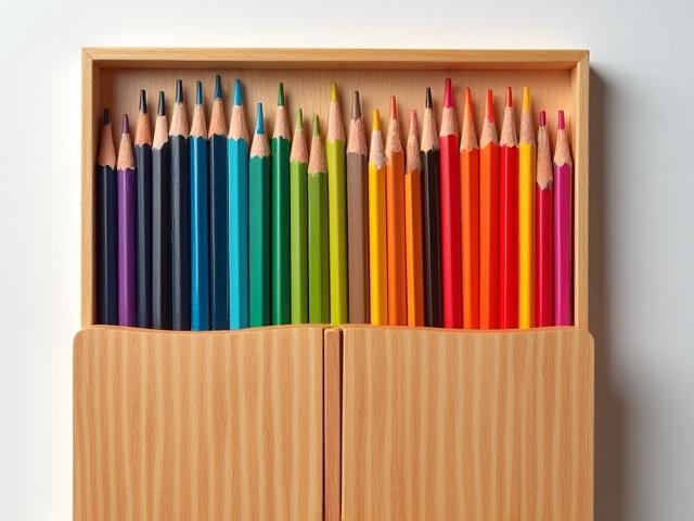 Set di matite colorate professionali in una scatola di legno